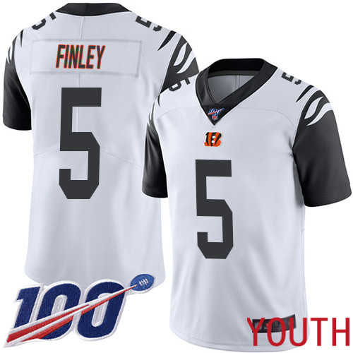 Cincinnati Bengals Limited White Youth Ryan Finley Jersey NFL Footballl #5 100th Season Rush Vapor Untouchable->youth nfl jersey->Youth Jersey